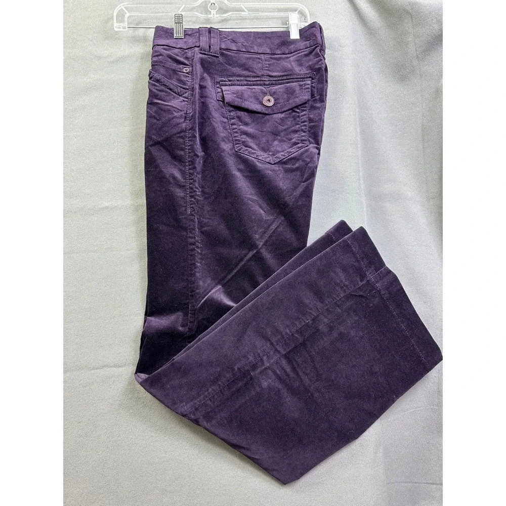 Eddie Bauer Purple Corduroy Pants Women Wide Leg Velvet Texture Trousers size 10 - Picture 1 of 16